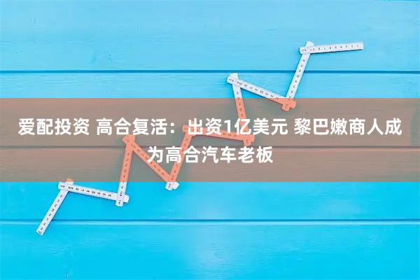 爱配投资 高合复活：出资1亿美元 黎巴嫩商人成为高合汽车老板
